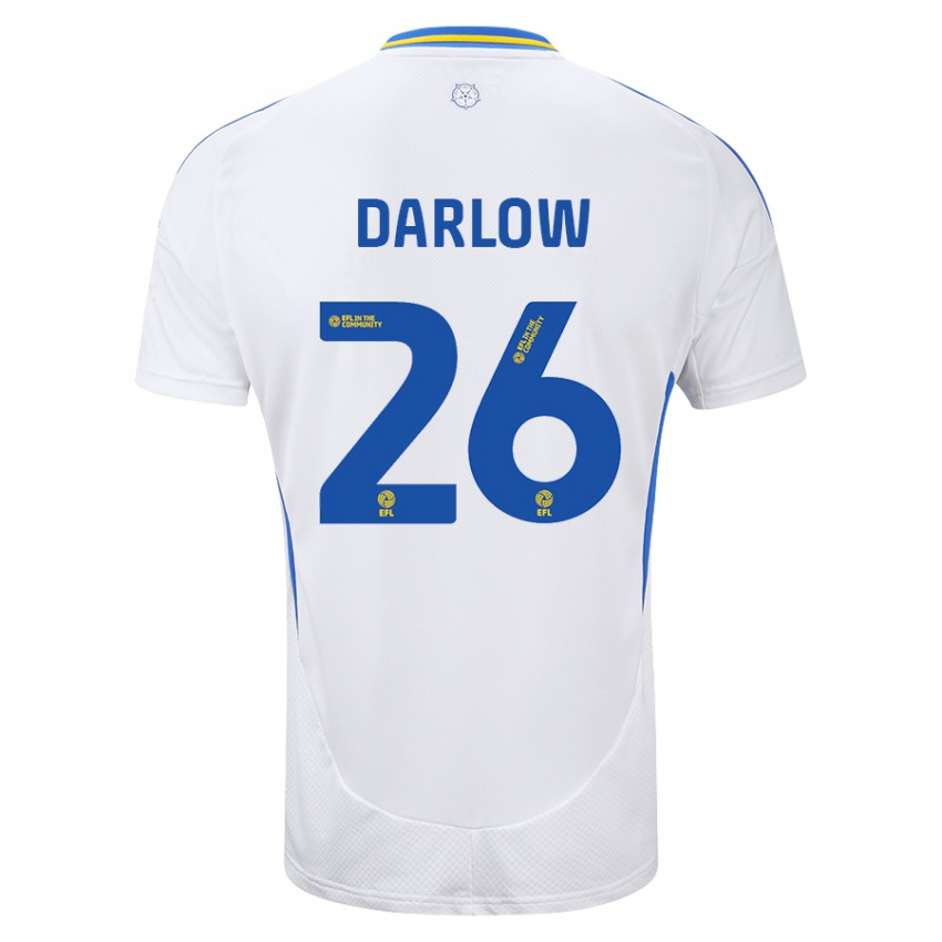 Heren Karl Darlow #26 Wit Blauw Thuisshirt Thuistenue 2024/25 T-Shirt