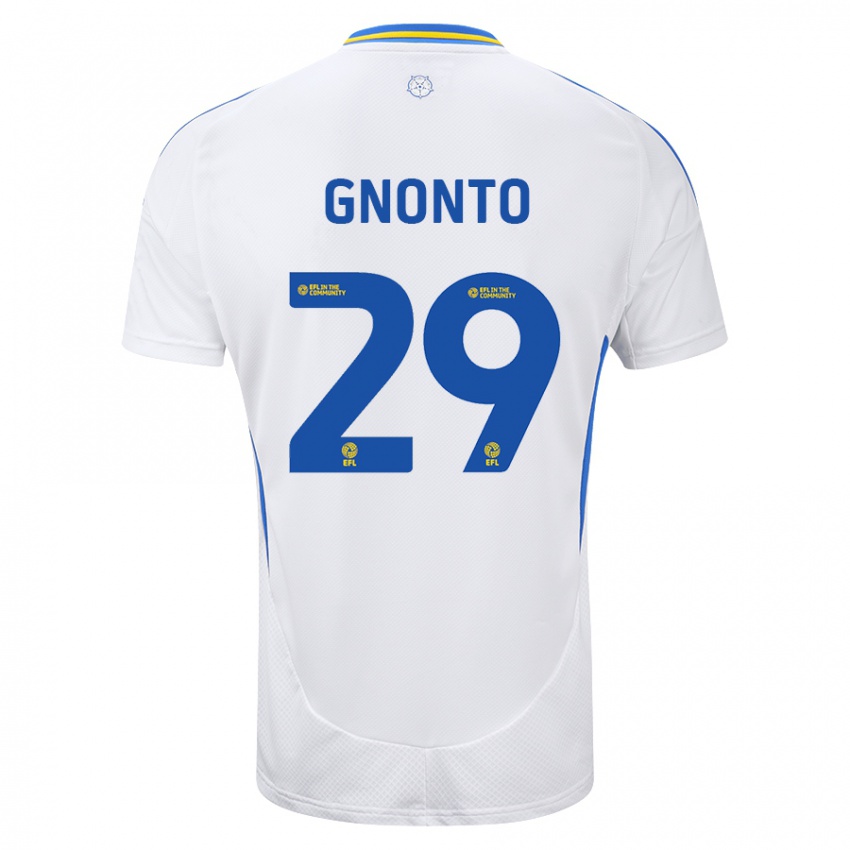 Heren Wilfried Gnonto #29 Wit Blauw Thuisshirt Thuistenue 2024/25 T-Shirt