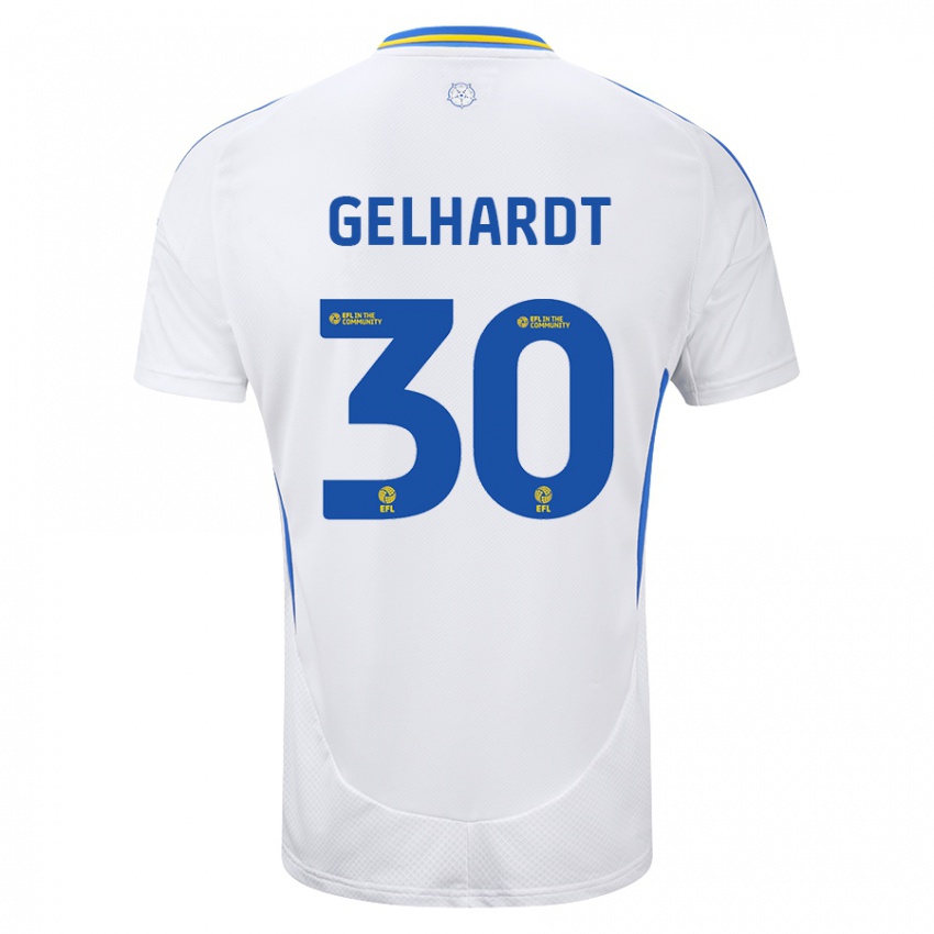 Heren Joe Gelhardt #30 Wit Blauw Thuisshirt Thuistenue 2024/25 T-Shirt