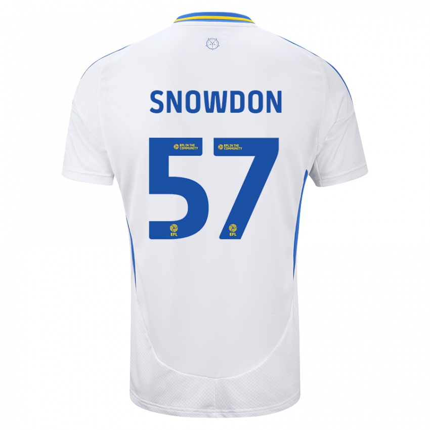 Heren Joe Snowdon #57 Wit Blauw Thuisshirt Thuistenue 2024/25 T-Shirt