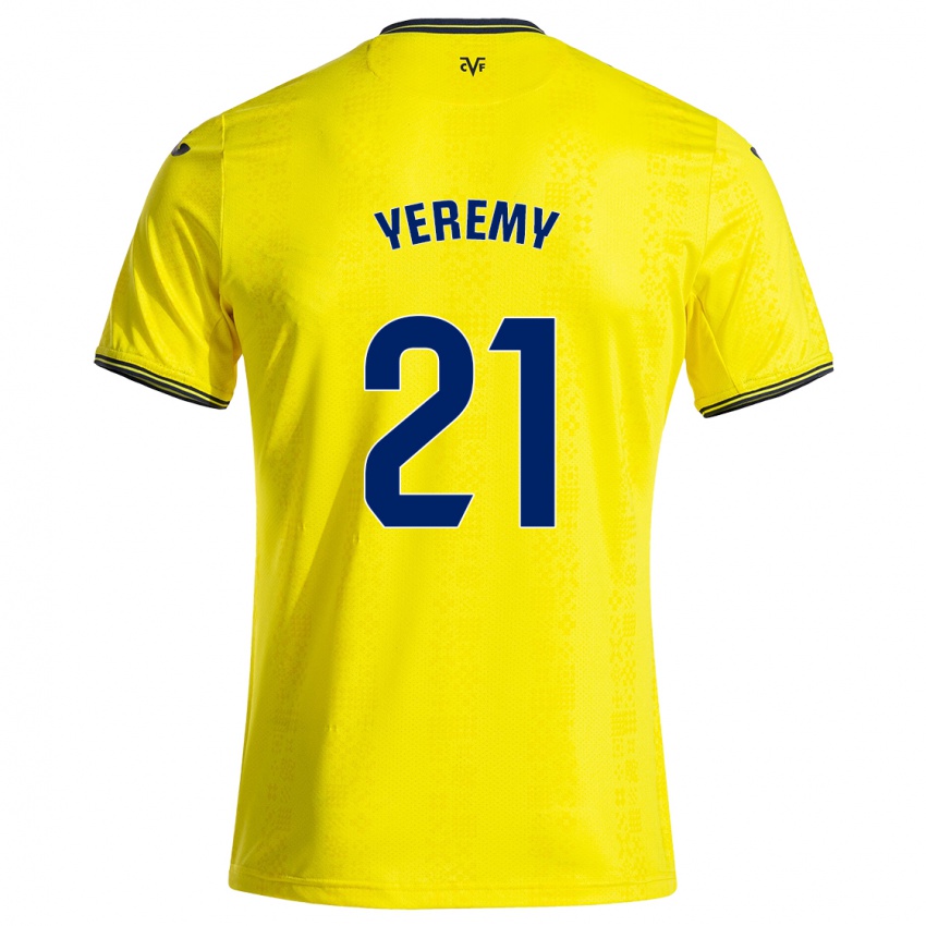 Heren Yéremy Pino #21 Geel Zwart Thuisshirt Thuistenue 2024/25 T-Shirt