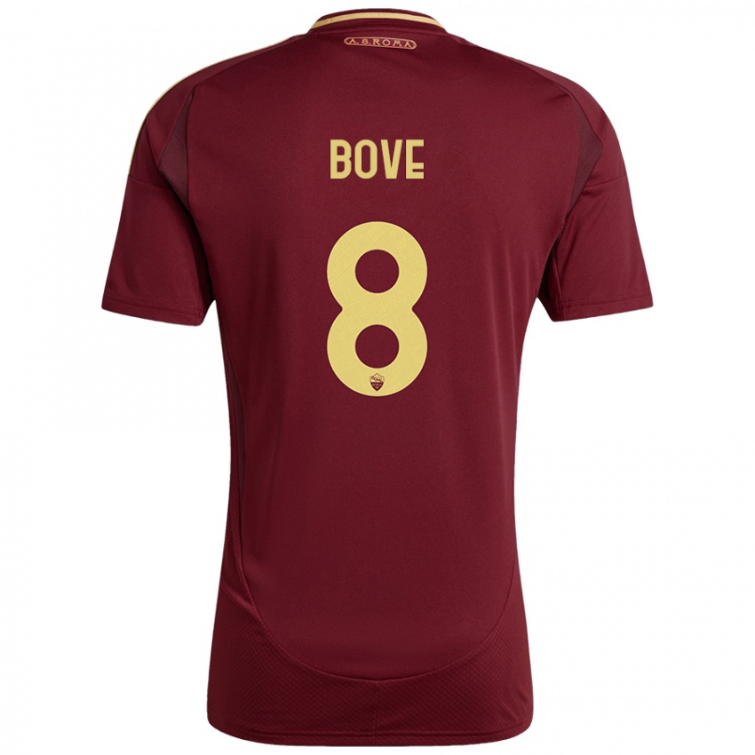 Heren Edoardo Bove #8 Rood Bruin Goud Thuisshirt Thuistenue 2024/25 T-Shirt