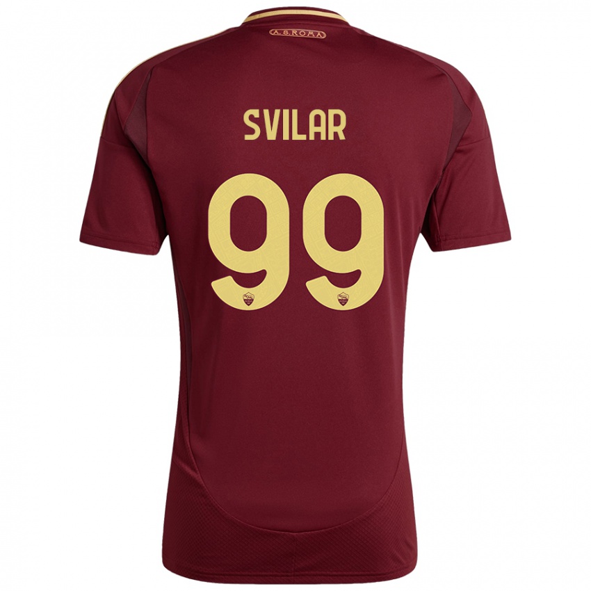 Heren Mile Svilar #99 Rood Bruin Goud Thuisshirt Thuistenue 2024/25 T-Shirt