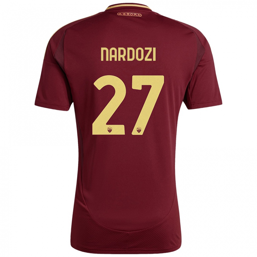 Heren Manuel Nardozi #27 Rood Bruin Goud Thuisshirt Thuistenue 2024/25 T-Shirt