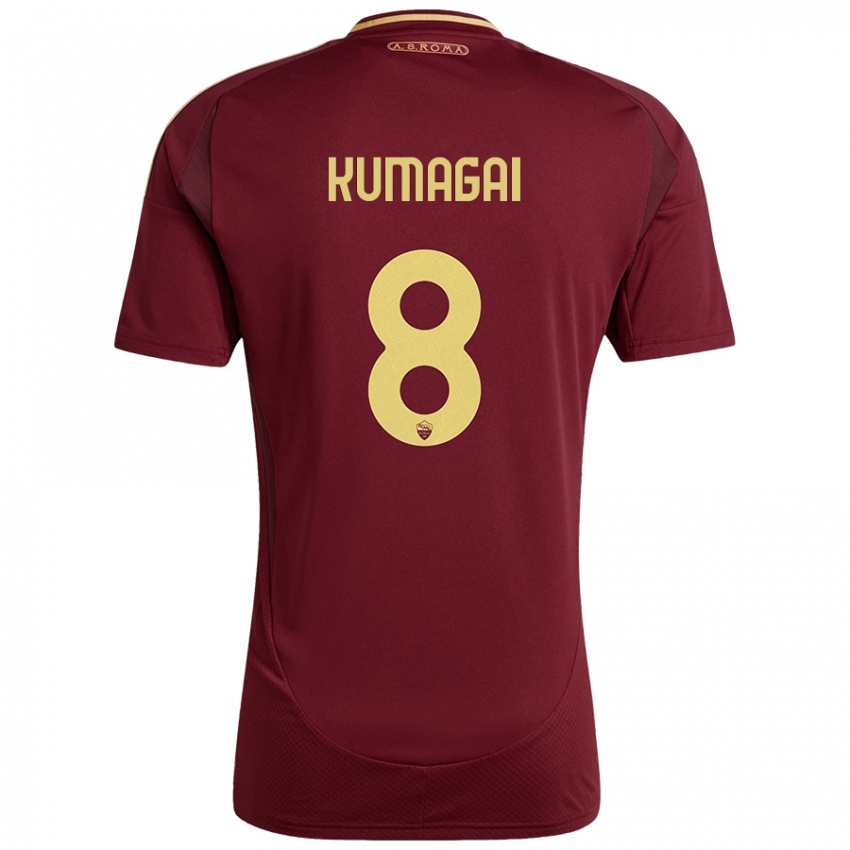 Heren Saki Kumagai #8 Rood Bruin Goud Thuisshirt Thuistenue 2024/25 T-Shirt