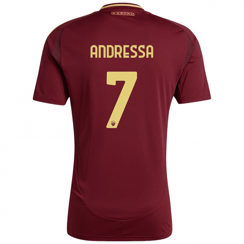 Heren Andressa #7 Rood Bruin Goud Thuisshirt Thuistenue 2024/25 T-Shirt