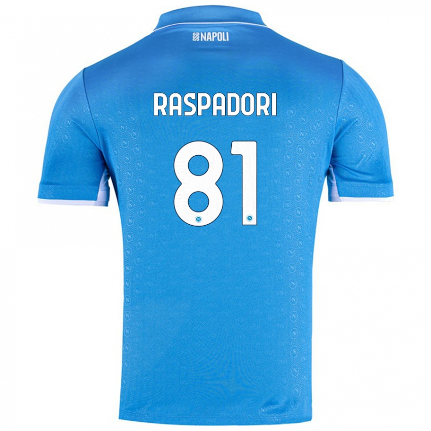 Heren Giacomo Raspadori #81 Hemelsblauw Thuisshirt Thuistenue 2024/25 T-Shirt