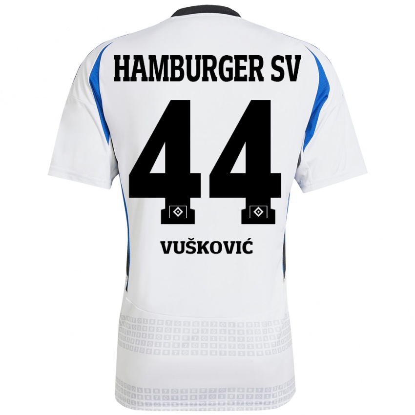 Heren Mario Vuskovic #44 Wit Blauw Thuisshirt Thuistenue 2024/25 T-Shirt