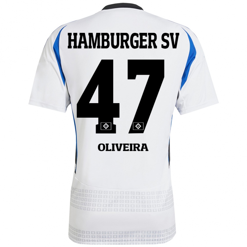 Heren Nicolas Oliveira #47 Wit Blauw Thuisshirt Thuistenue 2024/25 T-Shirt