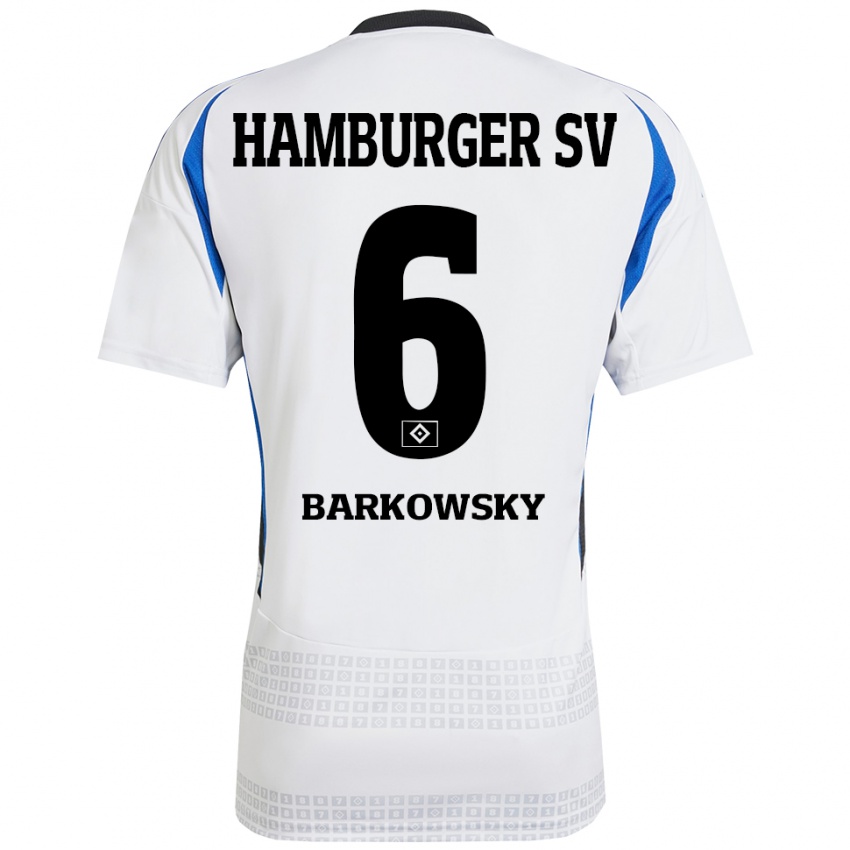 Heren Finn Barkowsky #6 Wit Blauw Thuisshirt Thuistenue 2024/25 T-Shirt