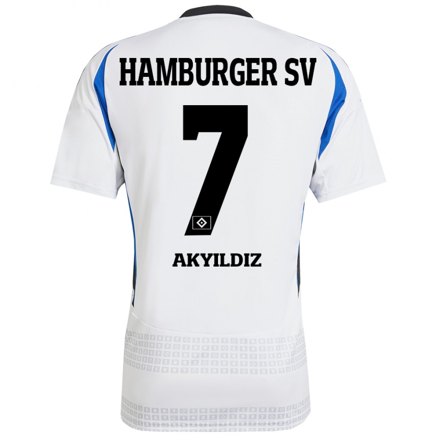 Heren Liam Akyildiz #7 Wit Blauw Thuisshirt Thuistenue 2024/25 T-Shirt