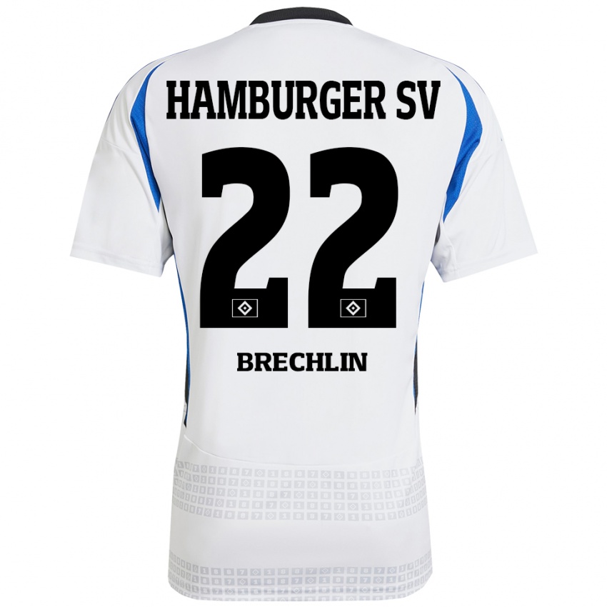 Heren Bjarne Brechlin #22 Wit Blauw Thuisshirt Thuistenue 2024/25 T-Shirt