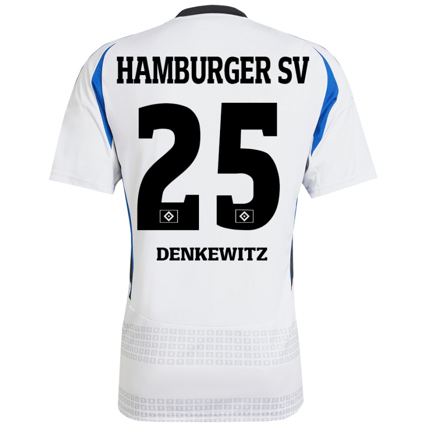 Heren Nick Denkewitz #25 Wit Blauw Thuisshirt Thuistenue 2024/25 T-Shirt