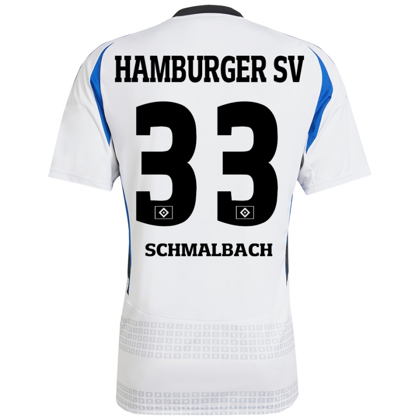 Heren Sebastian Schmalbach #33 Wit Blauw Thuisshirt Thuistenue 2024/25 T-Shirt