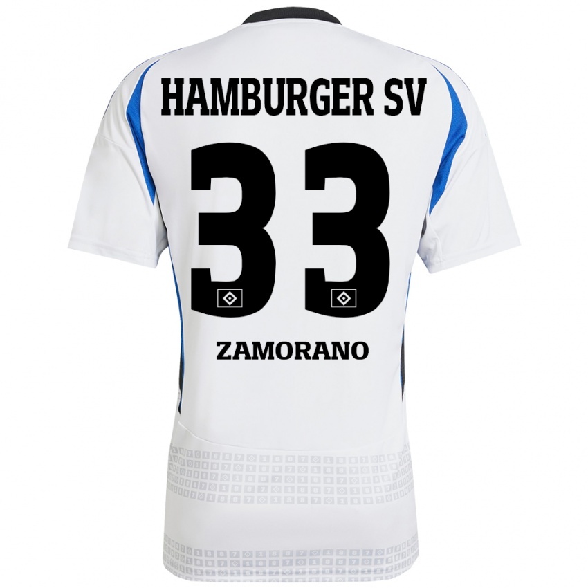 Heren Jolina Zamorano #33 Wit Blauw Thuisshirt Thuistenue 2024/25 T-Shirt