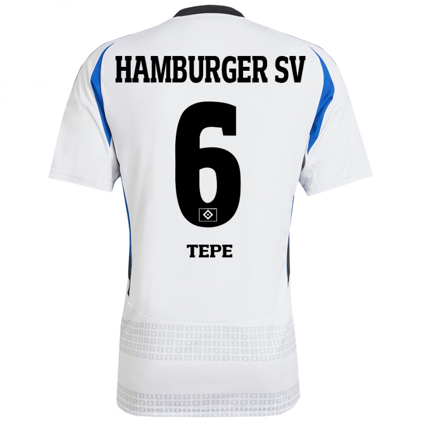 Heren Niklas Tepe #6 Wit Blauw Thuisshirt Thuistenue 2024/25 T-Shirt