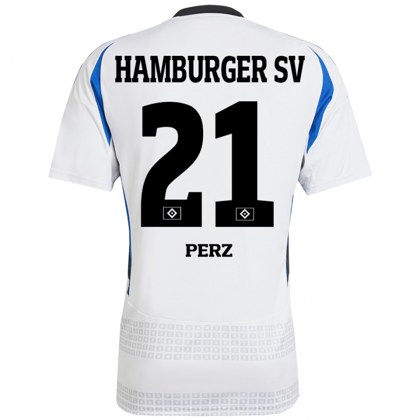 Heren Marcel Perz #21 Wit Blauw Thuisshirt Thuistenue 2024/25 T-Shirt