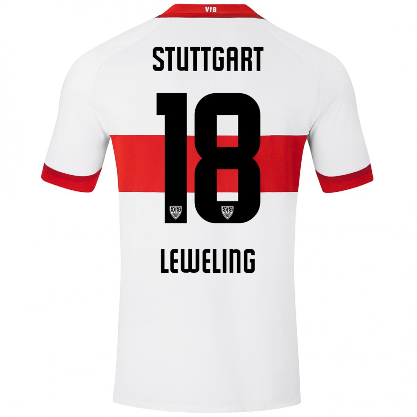 Heren Jamie Leweling #18 Wit Rood Thuisshirt Thuistenue 2024/25 T-Shirt