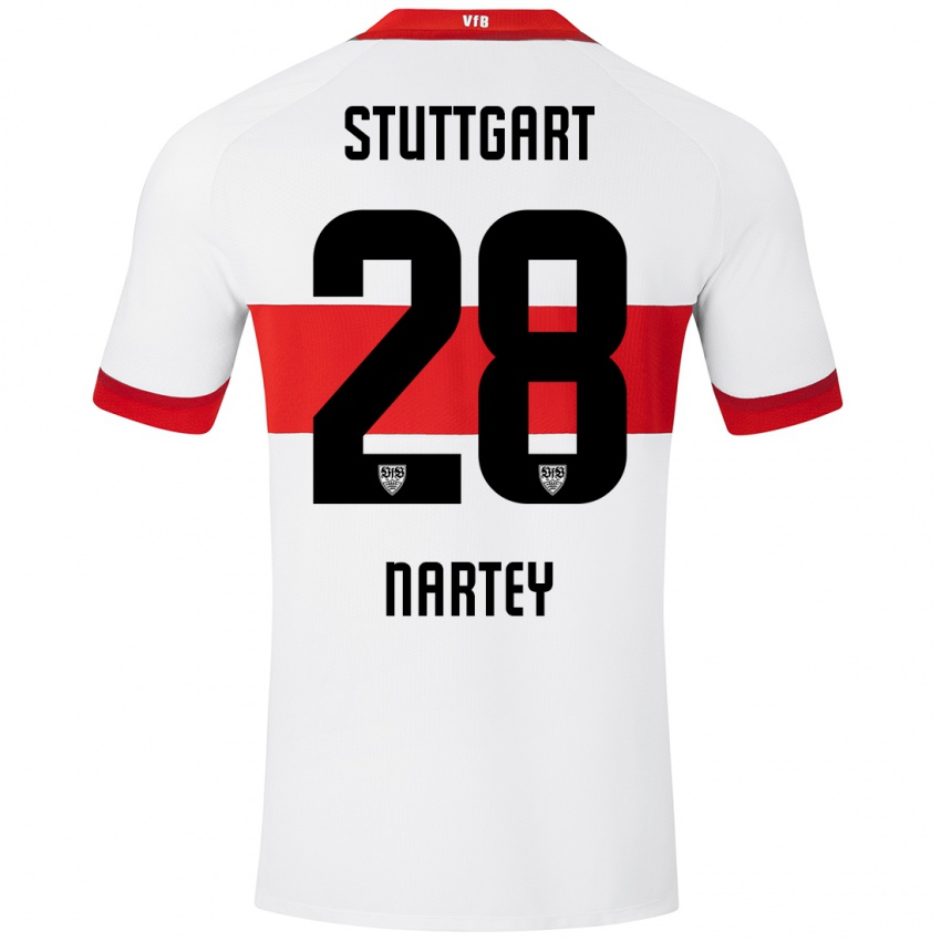 Heren Nikolas Nartey #28 Wit Rood Thuisshirt Thuistenue 2024/25 T-Shirt