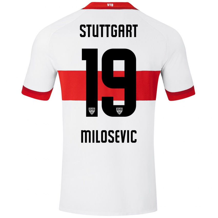 Heren Jovan Milosevic #19 Wit Rood Thuisshirt Thuistenue 2024/25 T-Shirt