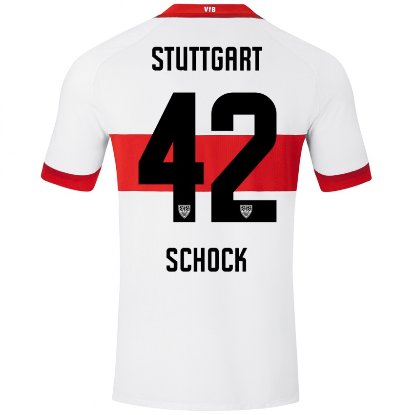 Heren Florian Schock #42 Wit Rood Thuisshirt Thuistenue 2024/25 T-Shirt