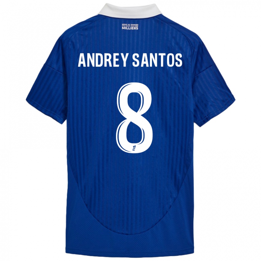 Heren Andrey Santos #8 Blauw Wit Thuisshirt Thuistenue 2024/25 T-Shirt