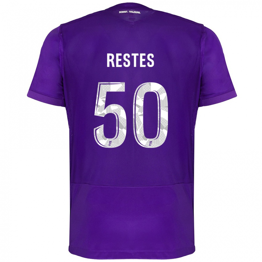 Heren Guillaume Restes #50 Paars Wit Thuisshirt Thuistenue 2024/25 T-Shirt