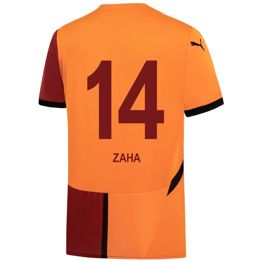 Heren Wilfried Zaha #14 Geel Rood Thuisshirt Thuistenue 2024/25 T-Shirt