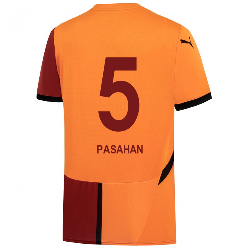 Heren Eren Pasahan #5 Geel Rood Thuisshirt Thuistenue 2024/25 T-Shirt