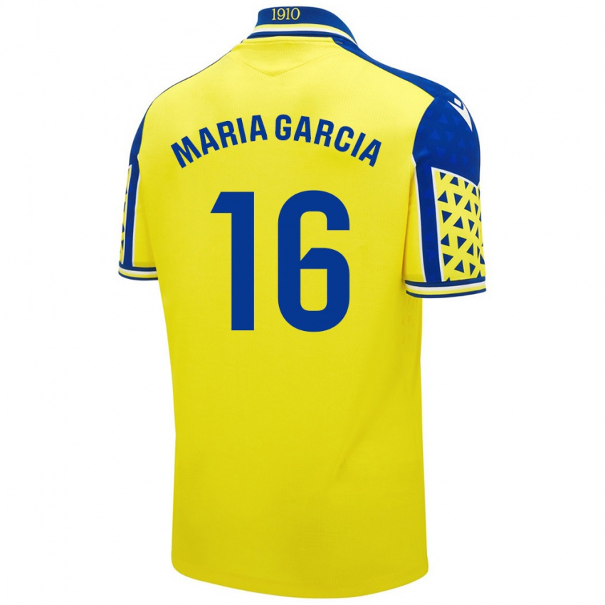 Heren Maria García Fernández #16 Geel Blauw Thuisshirt Thuistenue 2024/25 T-Shirt