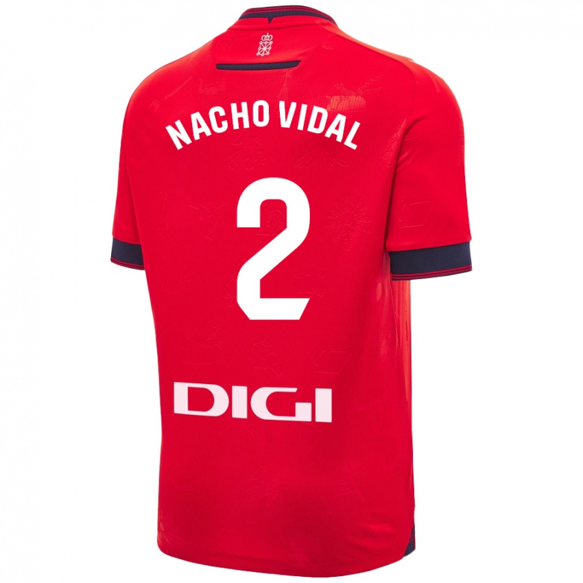 Heren Nacho Vidal #2 Rood Wit Thuisshirt Thuistenue 2024/25 T-Shirt