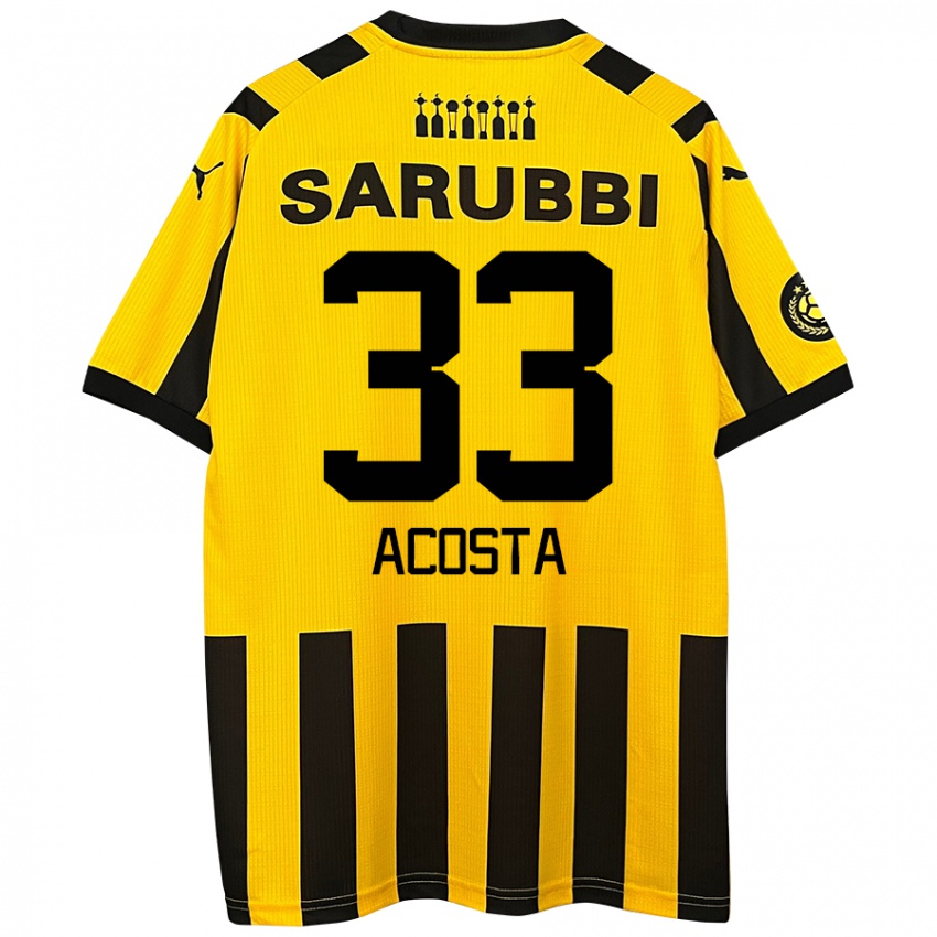 Heren Nahuel Acosta #33 Geel Zwart Thuisshirt Thuistenue 2024/25 T-Shirt