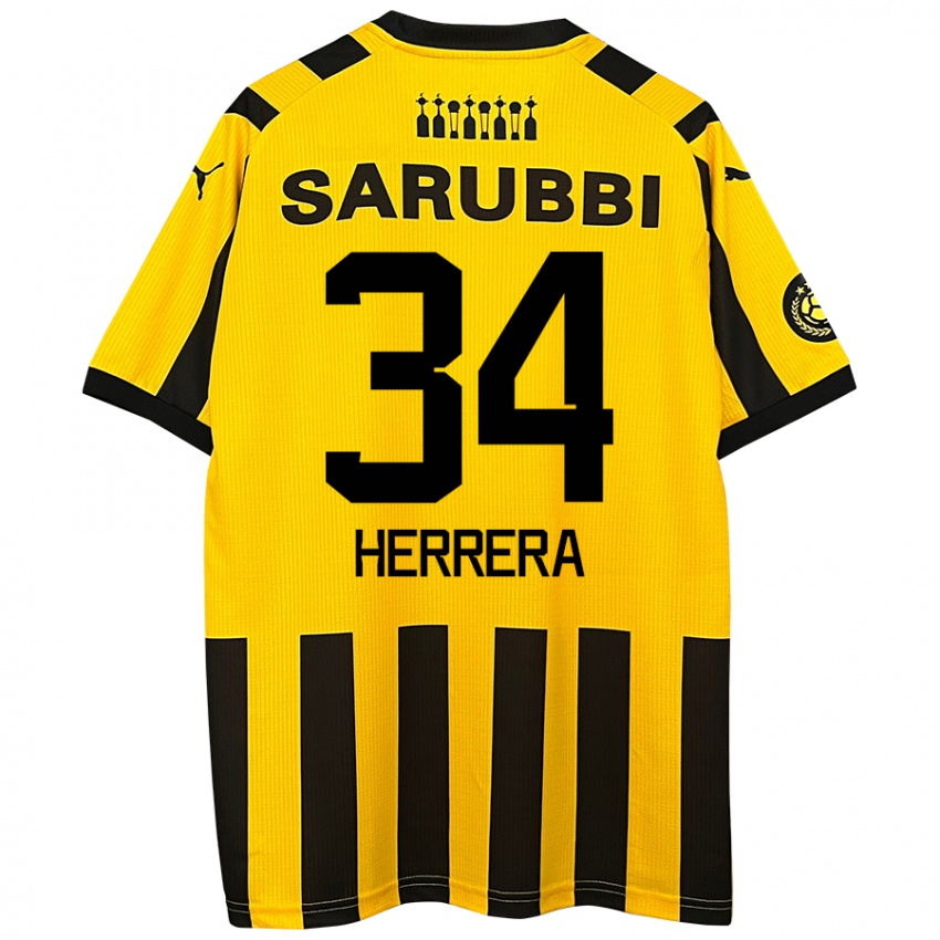 Heren Nahuel Herrera #34 Geel Zwart Thuisshirt Thuistenue 2024/25 T-Shirt