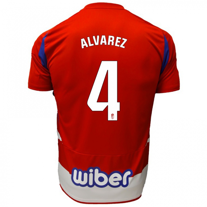 Heren Isabel Álvarez #4 Rood Wit Blauw Thuisshirt Thuistenue 2024/25 T-Shirt