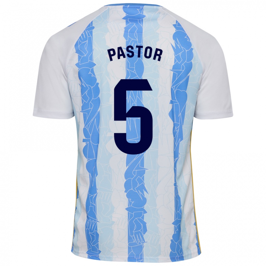 Heren Álex Pastor #5 Wit Blauw Thuisshirt Thuistenue 2024/25 T-Shirt