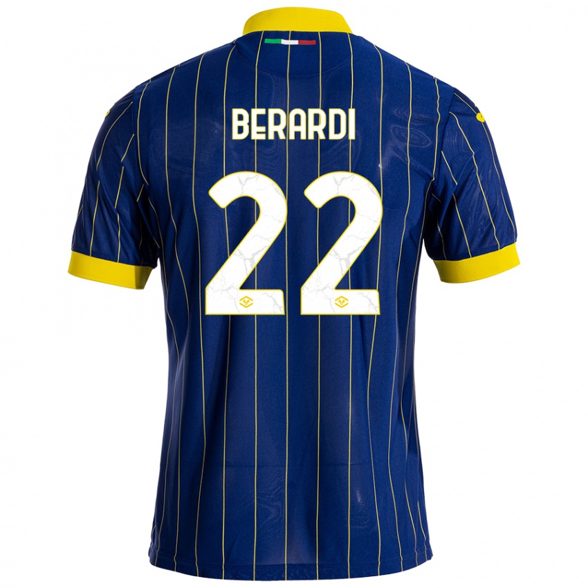 Heren Alessandro Berardi #22 Blauw Geel Thuisshirt Thuistenue 2024/25 T-Shirt