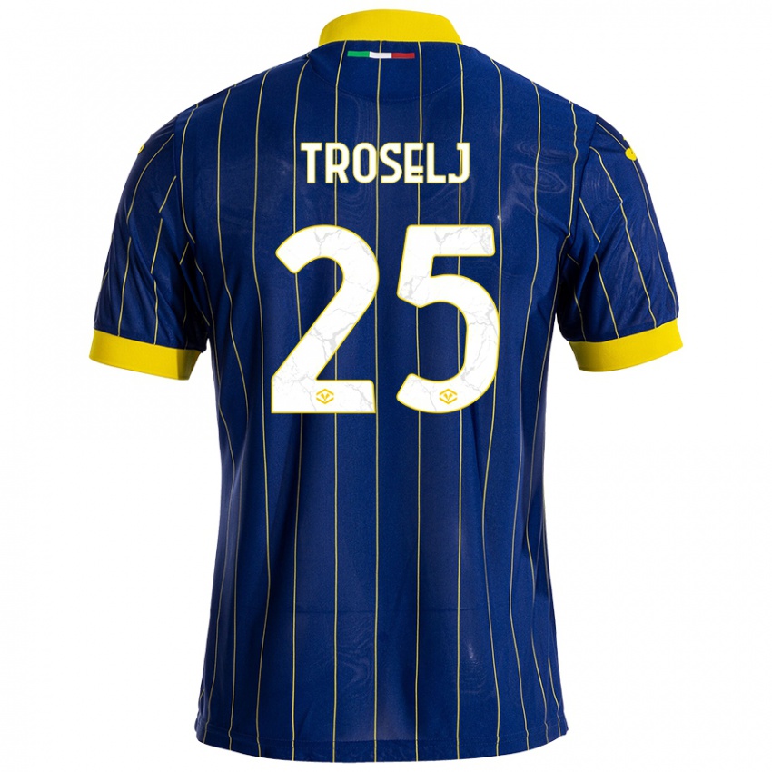 Heren Ethan Troselj #25 Blauw Geel Thuisshirt Thuistenue 2024/25 T-Shirt