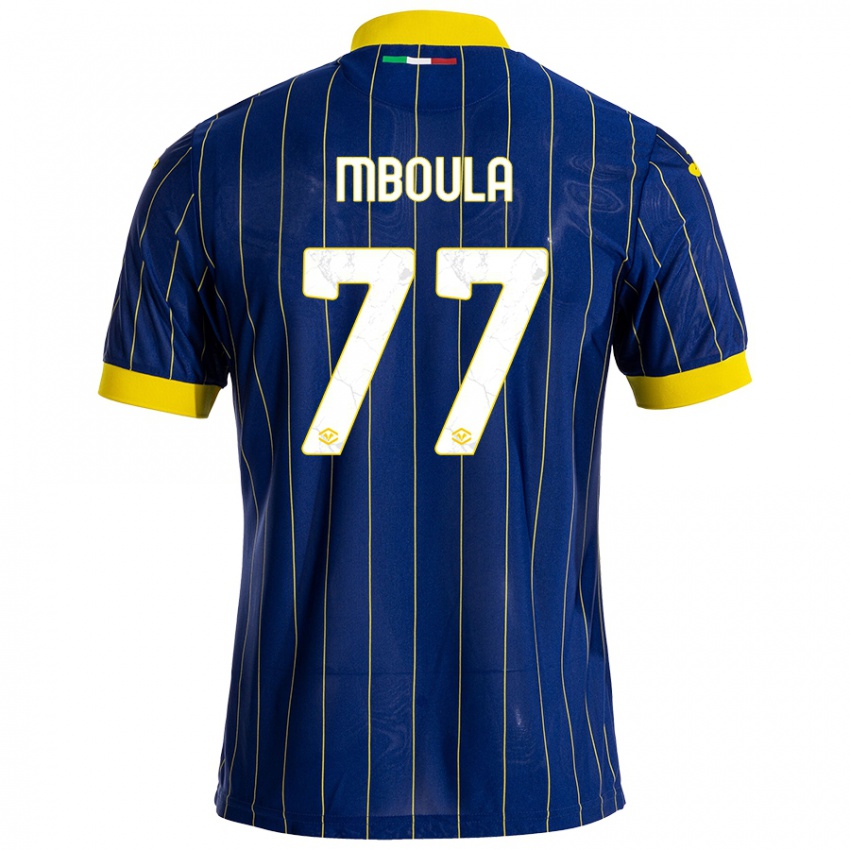 Heren Jordi Mboula #77 Blauw Geel Thuisshirt Thuistenue 2024/25 T-Shirt