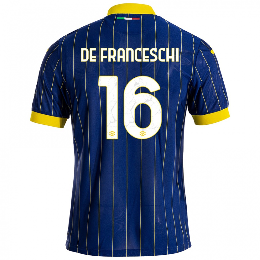 Heren Edoardo De Franceschi #16 Blauw Geel Thuisshirt Thuistenue 2024/25 T-Shirt