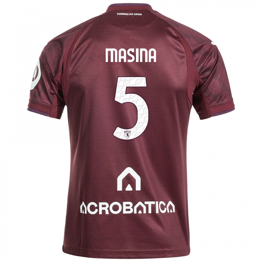 Heren Adam Masina #5 Kastanjebruin Wit Thuisshirt Thuistenue 2024/25 T-Shirt