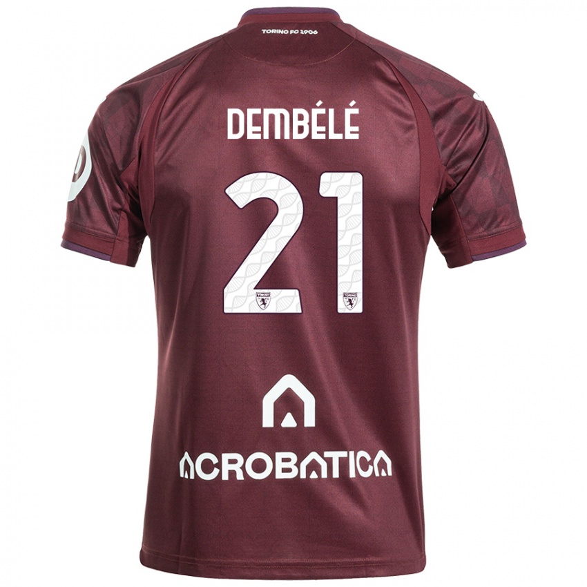 Heren Ali Dembélé #21 Kastanjebruin Wit Thuisshirt Thuistenue 2024/25 T-Shirt