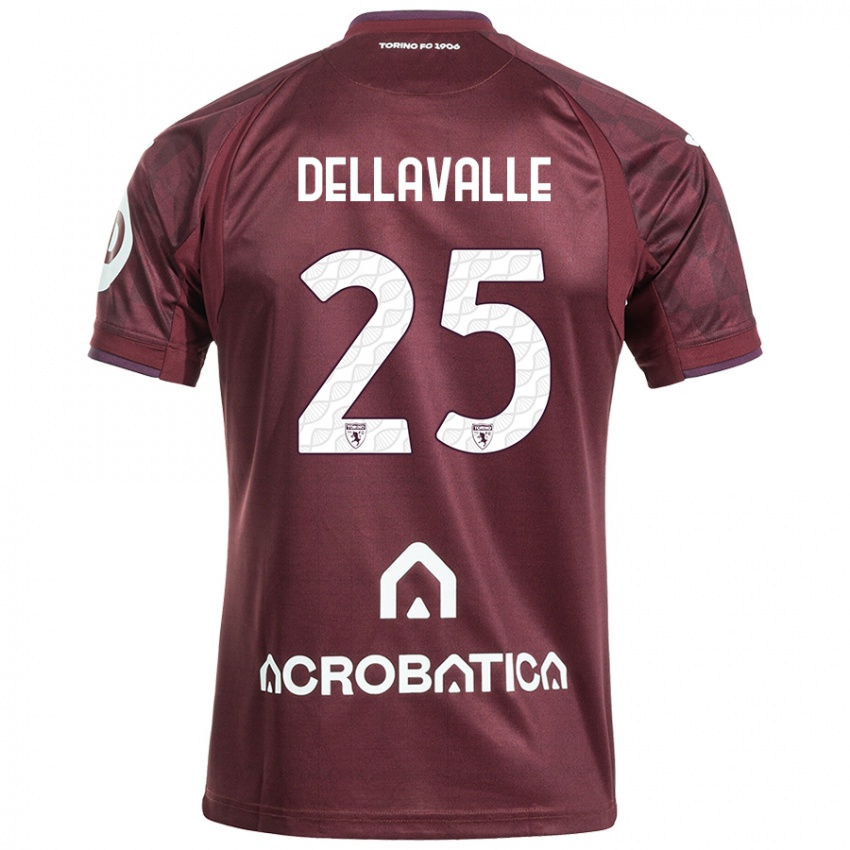 Heren Alessandro Dellavalle #25 Kastanjebruin Wit Thuisshirt Thuistenue 2024/25 T-Shirt