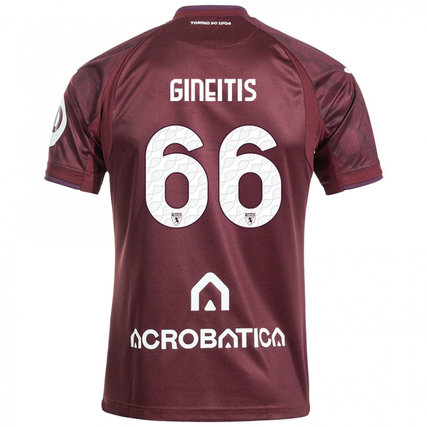 Heren Gvidas Gineitis #66 Kastanjebruin Wit Thuisshirt Thuistenue 2024/25 T-Shirt