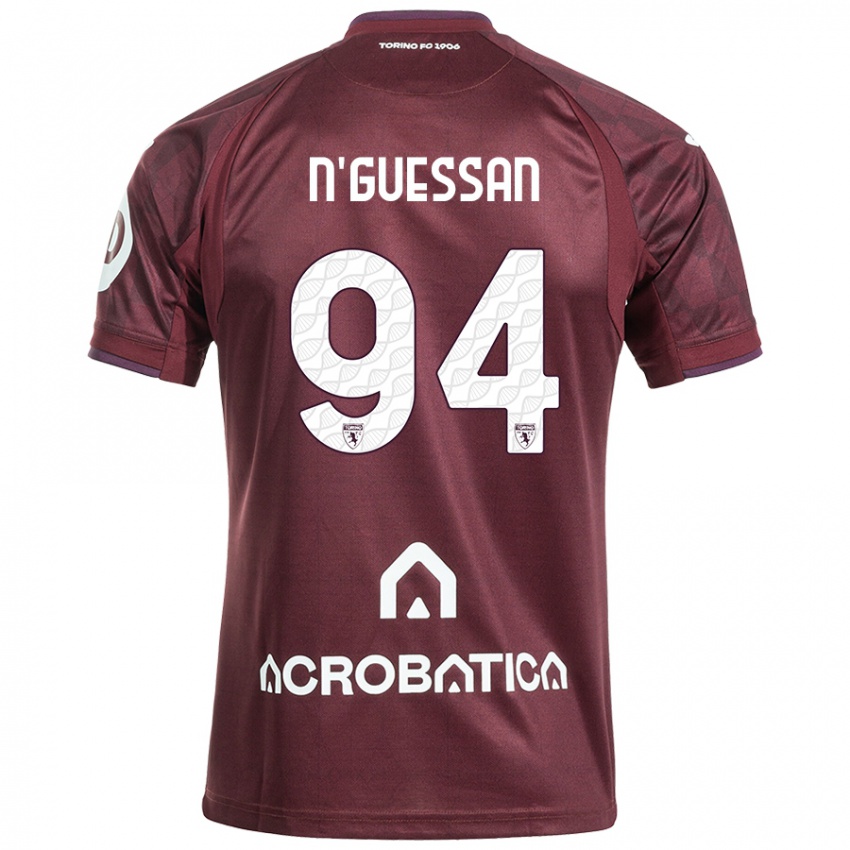 Heren Ange Caumenan N'guessan #94 Kastanjebruin Wit Thuisshirt Thuistenue 2024/25 T-Shirt