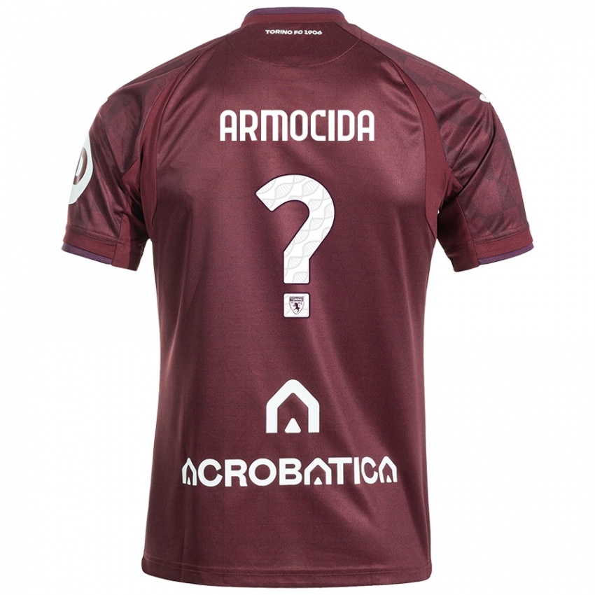 Heren Simone Armocida #0 Kastanjebruin Wit Thuisshirt Thuistenue 2024/25 T-Shirt