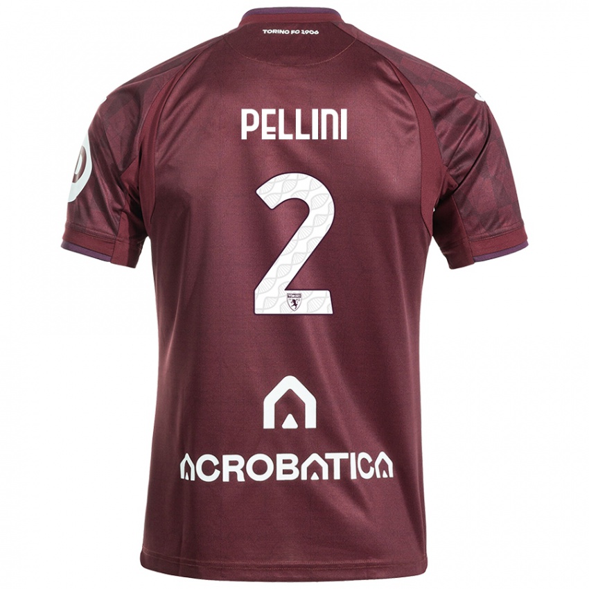 Heren Mattia Pellini #2 Kastanjebruin Wit Thuisshirt Thuistenue 2024/25 T-Shirt