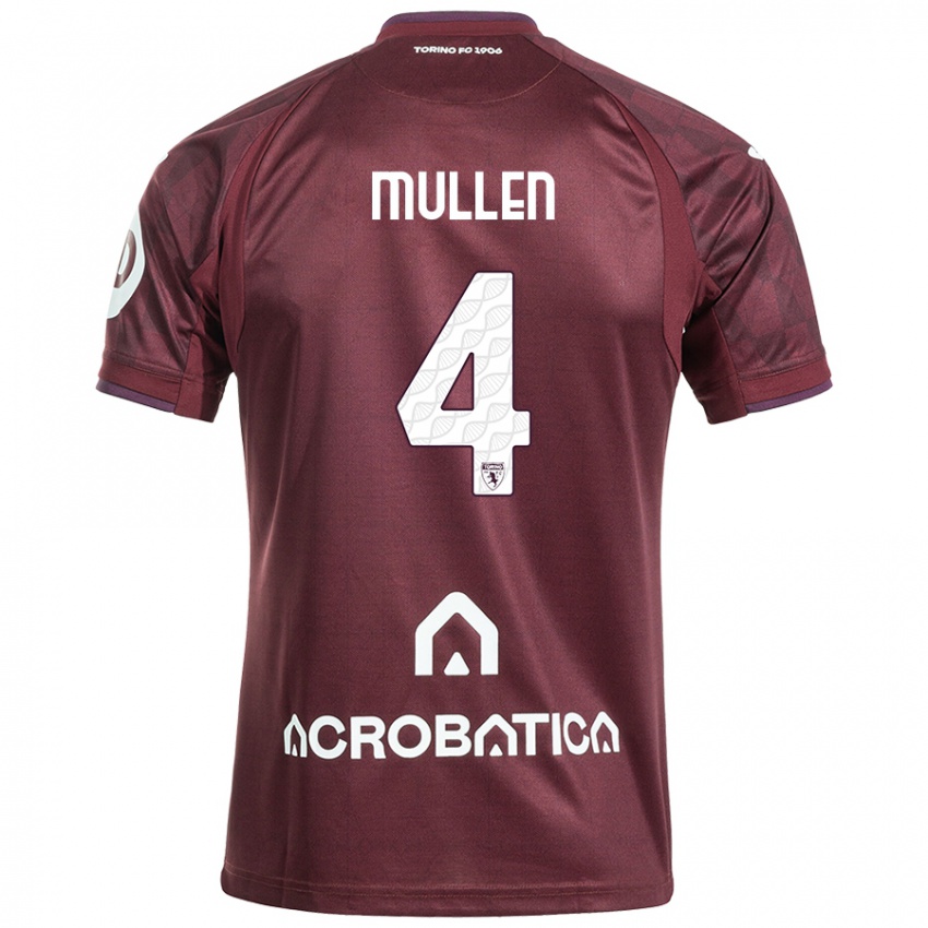 Heren Senan Mullen #4 Kastanjebruin Wit Thuisshirt Thuistenue 2024/25 T-Shirt