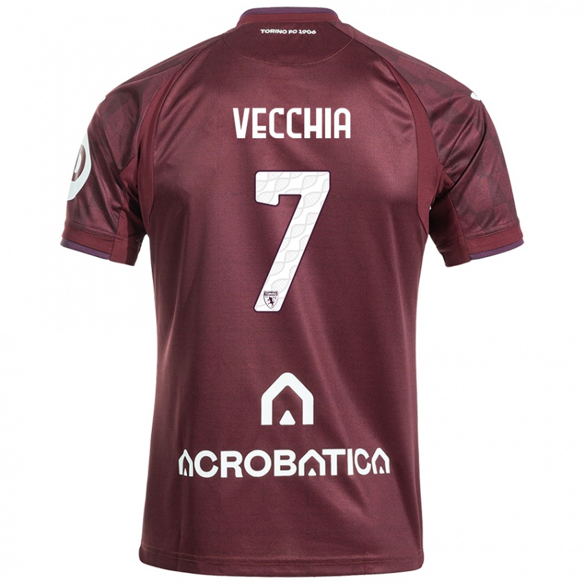 Heren Marco Dalla Vecchia #7 Kastanjebruin Wit Thuisshirt Thuistenue 2024/25 T-Shirt