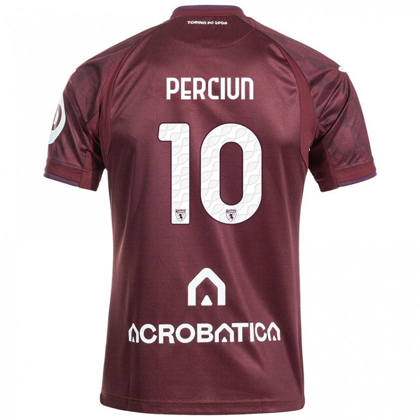 Heren Sergiu Perciun #10 Kastanjebruin Wit Thuisshirt Thuistenue 2024/25 T-Shirt