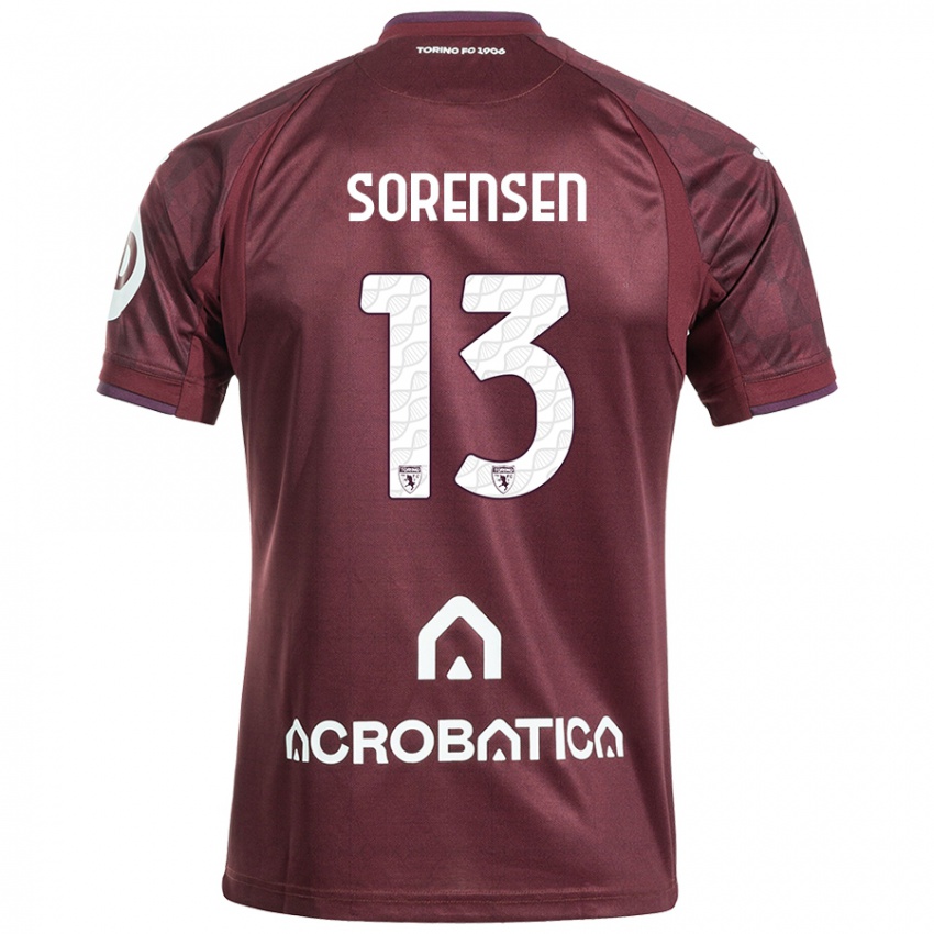 Heren Ben Sørensen #13 Kastanjebruin Wit Thuisshirt Thuistenue 2024/25 T-Shirt